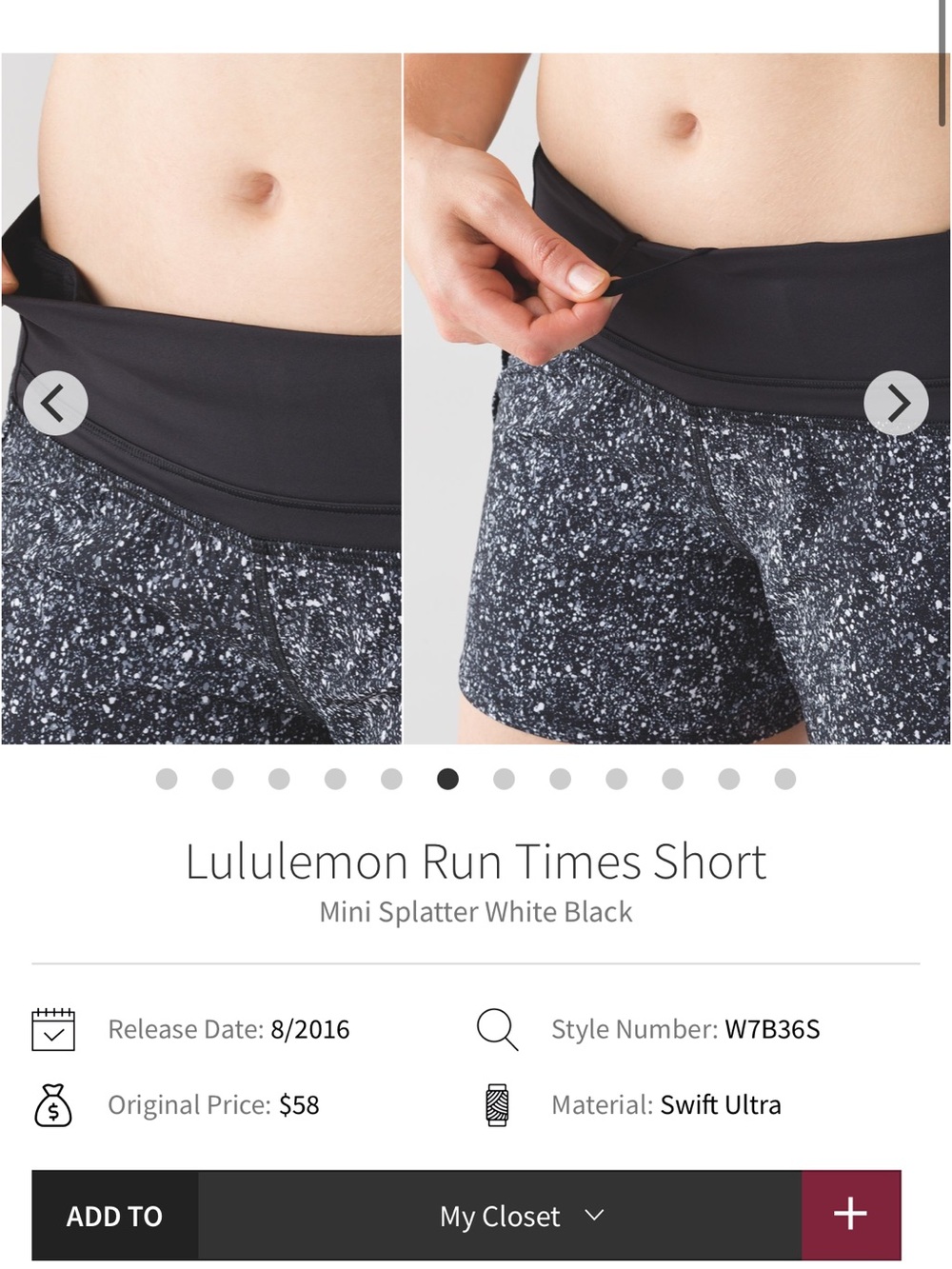 lululemon athletica Run Times Short — Black and White Mini Splatter